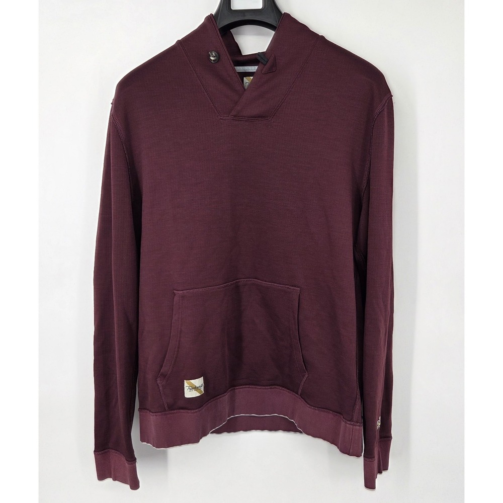 Tracksmith‎ New England Merino Wool Sweater Men's Large Burgundy Shawl Collar
